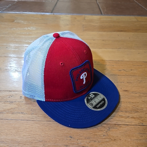 Philadelphia Phillies Hat New Era Red Square Patch Low Lid 9FIFTY Snapback Mesh - Picture 4 of 9